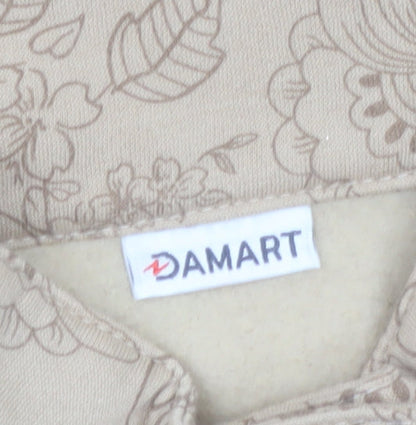 Damart Women Beige Floral Basic Jacket Size 14 Regular Fit