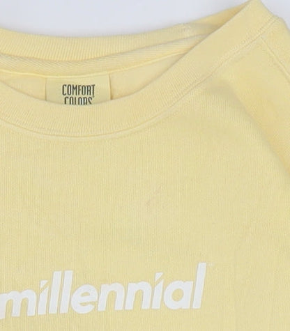 Comfort Colors Men's Yellow Millennial Sweatshirt Small Cotton Blend