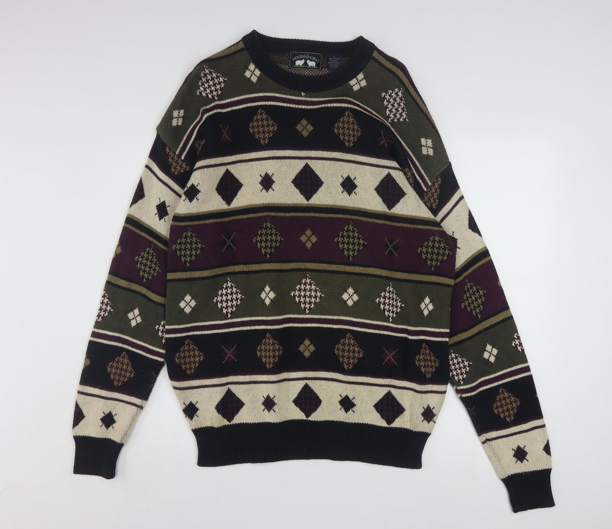Woods & Gray Men's Multicoloured Cotton Argyle Jumper L