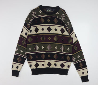 Woods & Gray Men's Multicoloured Cotton Argyle Jumper L