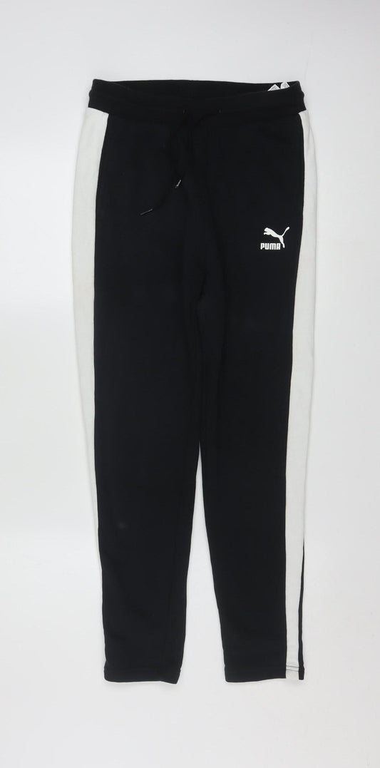 Puma Womens Black Jogger Trousers Size 8 Slim Fit Stretch Cotton