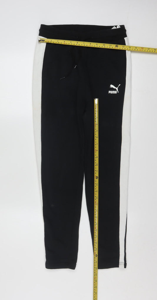Puma Womens Black Jogger Trousers Size 8 Slim Fit Stretch Cotton