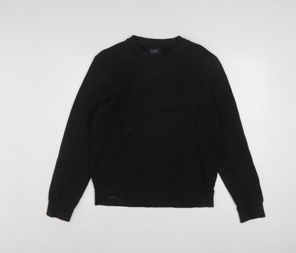 Armani Jeans Men's Black Small Crew Neck Logo Pullover Sweatshirt