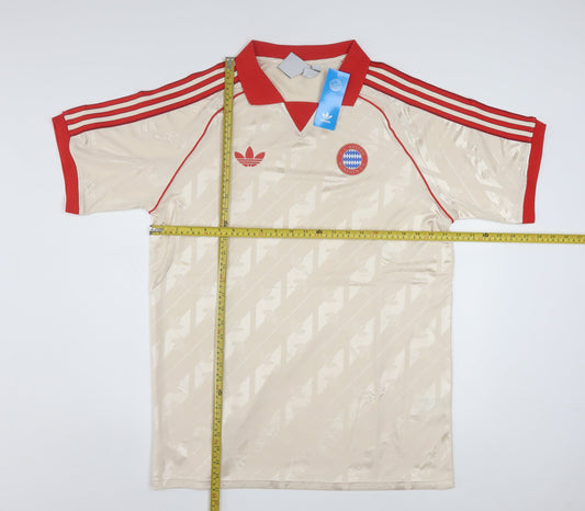 Adidas Mens Beige 2XL Football Jersey T-Shirt Collared Lightweight
