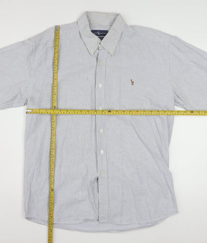 Ralph Lauren Men's Blue Striped Cotton Classic Button-Down Shirt 17/34