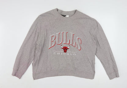 H&M Divided Womens Grey Chicago Bulls Sweatshirt Size 12 Cotton Blend