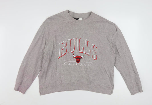 H&M Divided Womens Grey Chicago Bulls Sweatshirt Size 12 Cotton Blend