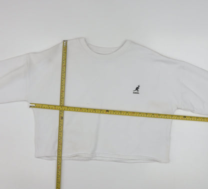 Kangol Women White Cotton Blend Crew Neck Long Sleeve Pullover Sweatshirt L