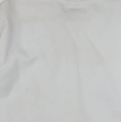 Kangol Women White Cotton Blend Crew Neck Long Sleeve Pullover Sweatshirt L