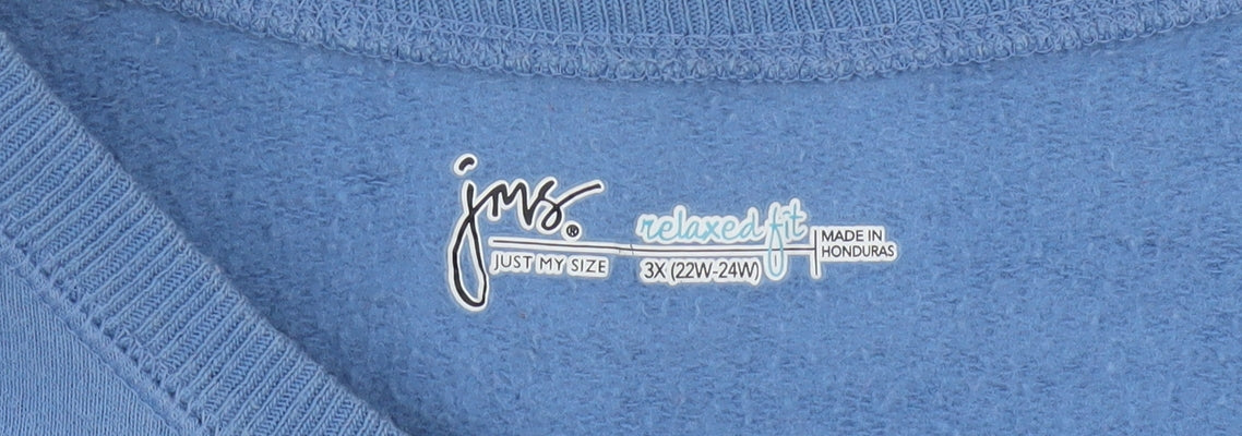 Just My Size Women Blue 3X Relaxed Fit Pullover Sweatshirt