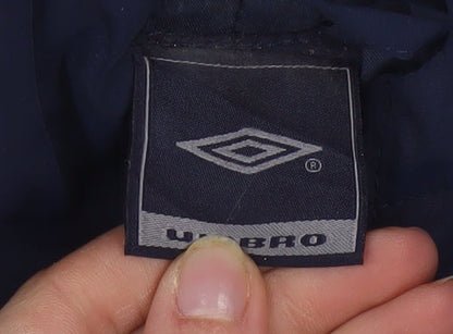 Umbro Boys Blue Hooded Parka Coat 12-13 Years Full Zip Water Resistant