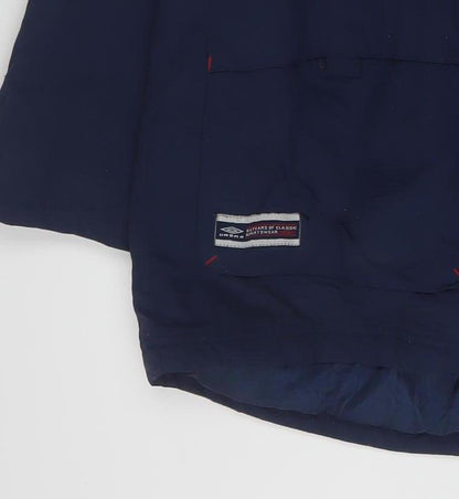 Umbro Boys Blue Hooded Parka Coat 12-13 Years Full Zip Water Resistant