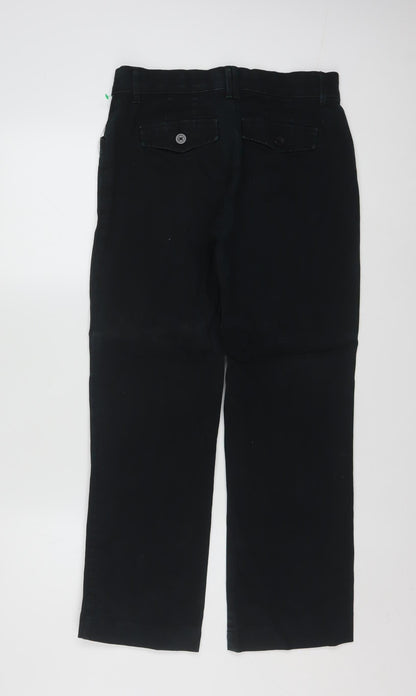 Lee Comfort Women's Black Petite S Stretch Cotton Chino Trousers