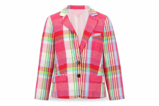 Tommy Hilfiger Womens Multicoloured Checked Blazer Size 8 Cotton Linen