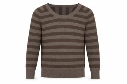 Tommy Hilfiger Men's Brown Striped Crew Neck Jumper Size L