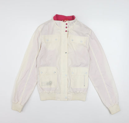 Puma Women Ivory Bomber Jacket Size 10 Lightweight Casual Style