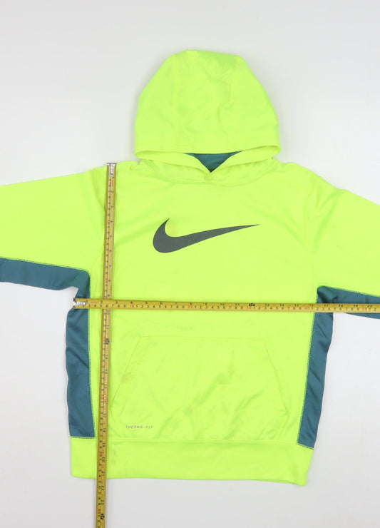 Nike Boys Yellow Therma-Fit Pullover Hoodie L Fleece Sportswear