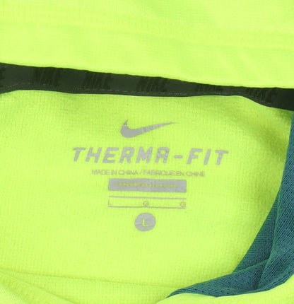 Nike Boys Yellow Therma-Fit Pullover Hoodie L Fleece Sportswear