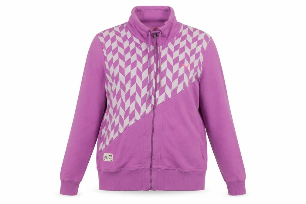 Puma Women Purple Full Zip Hoodie Size 16 Geometric Print