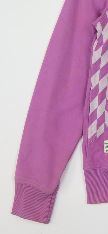 Puma Women Purple Full Zip Hoodie Size 16 Geometric Print