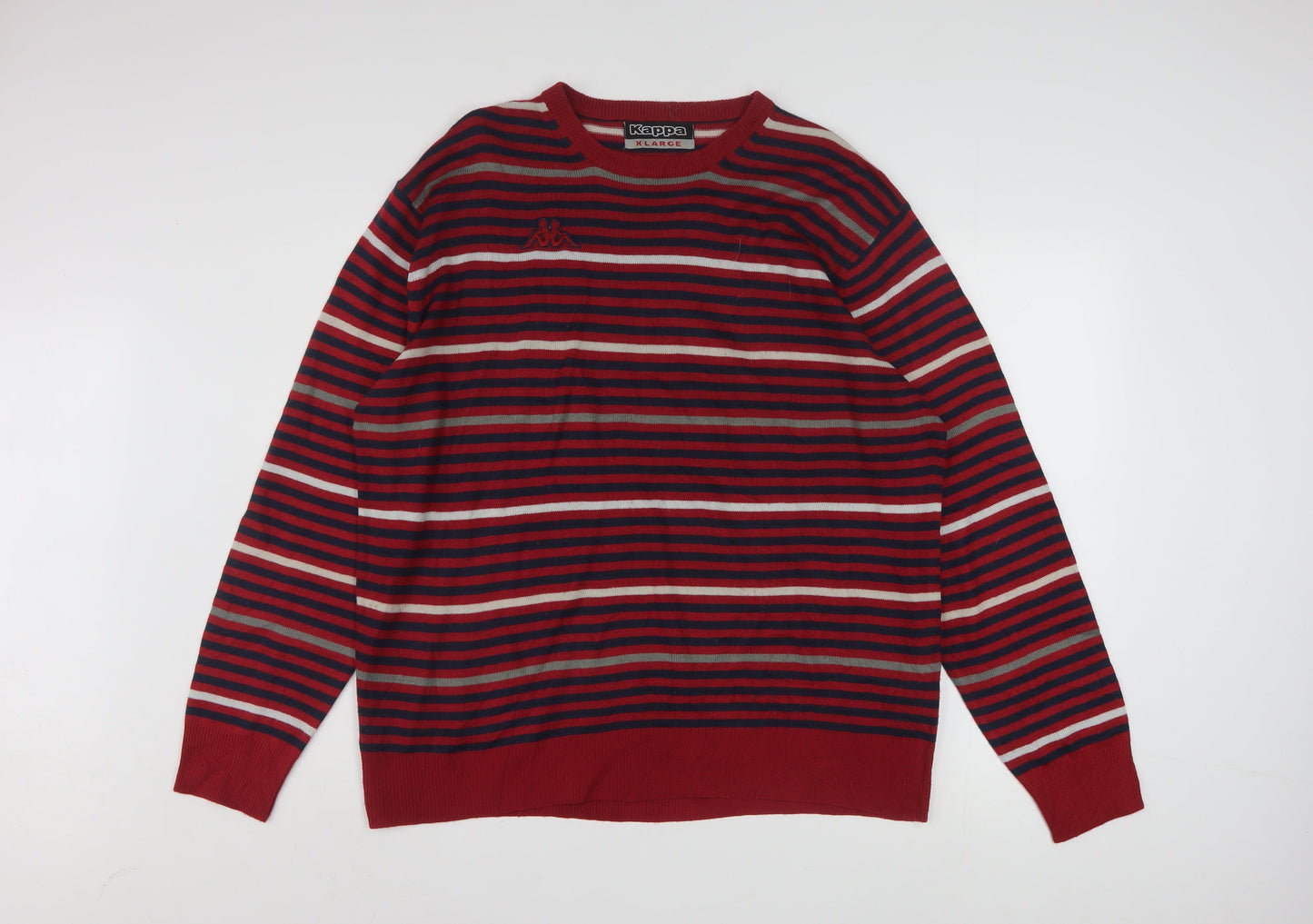 Kappa Mens Red Striped Crew Neck Pullover Jumper XL