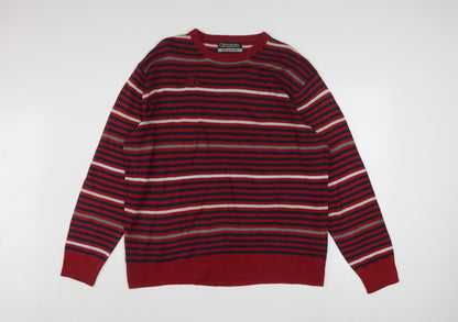 Kappa Mens Red Striped Crew Neck Pullover Jumper XL