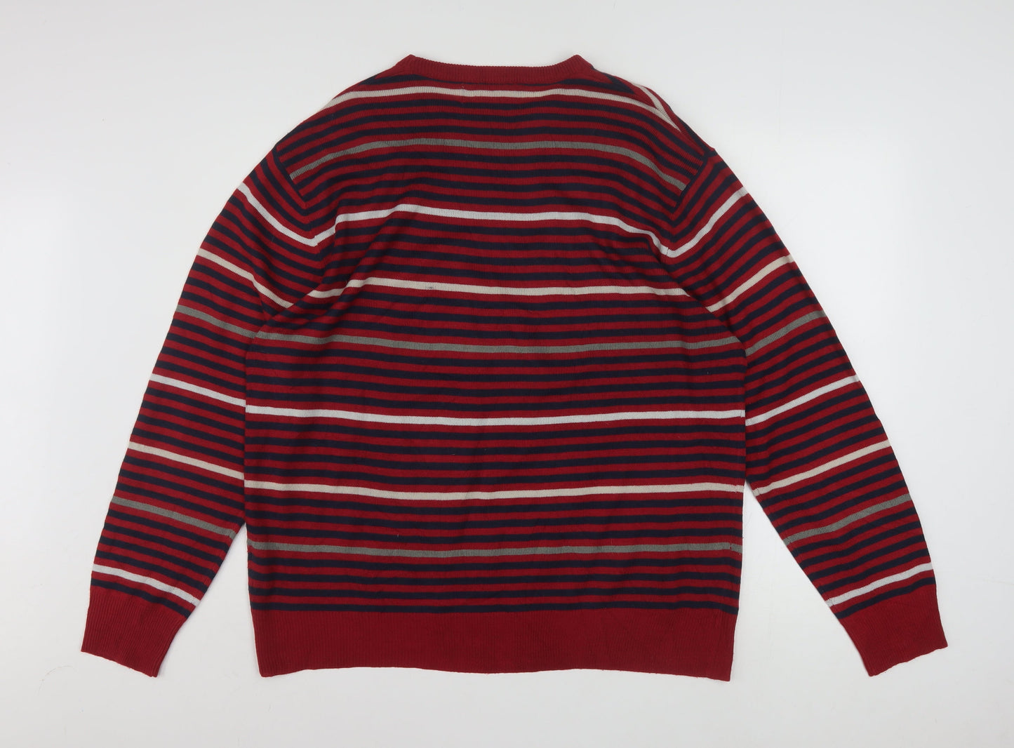 Kappa Mens Red Striped Crew Neck Pullover Jumper XL