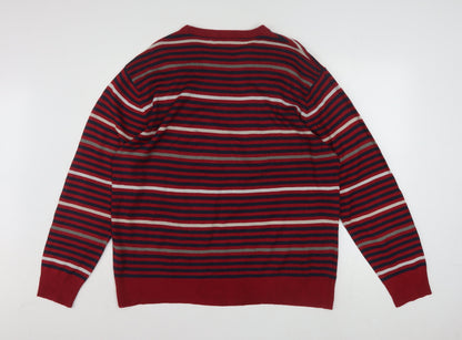 Kappa Mens Red Striped Crew Neck Pullover Jumper XL