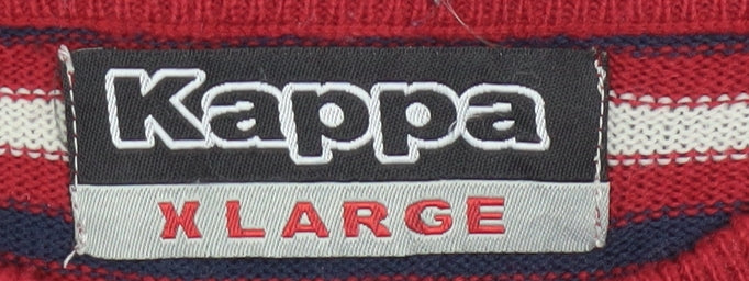 Kappa Mens Red Striped Crew Neck Pullover Jumper XL
