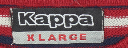 Kappa Mens Red Striped Crew Neck Pullover Jumper XL