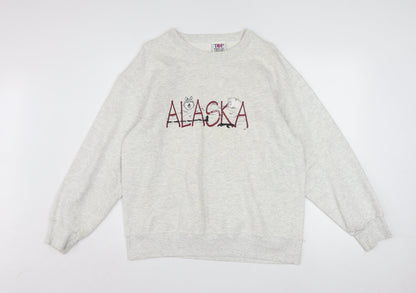 Top Threads Men's Grey Alaska Embroidered Pullover Sweatshirt Size L