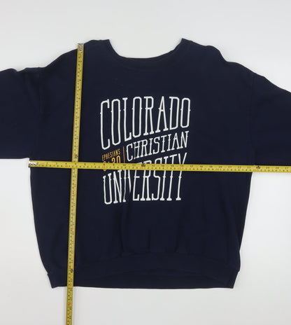 Anvil Navy Sweatshirt Women XL Colorado Christian University Logo