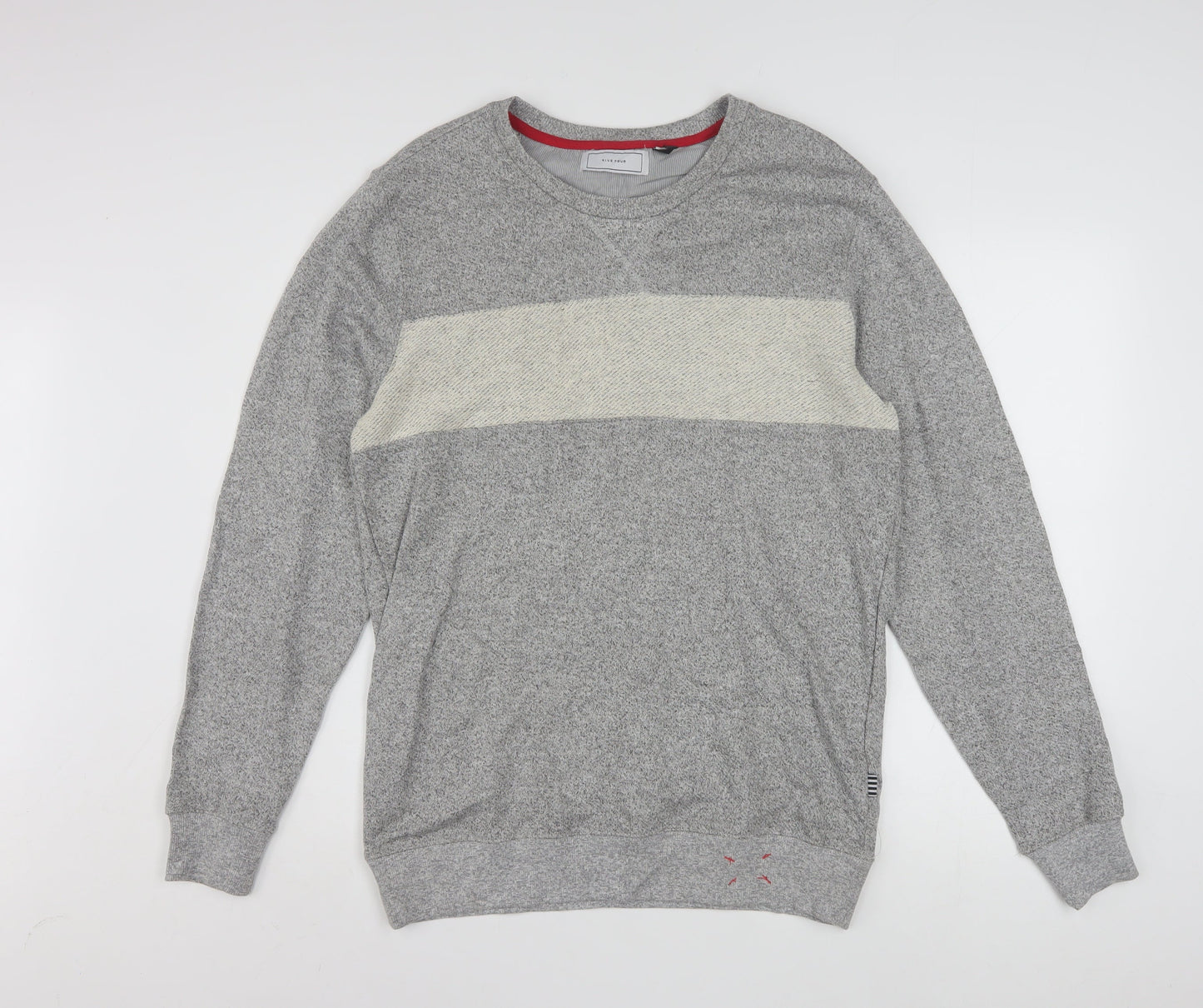 Five Four Men's Grey L Crew Neck Pullover Sweatshirt