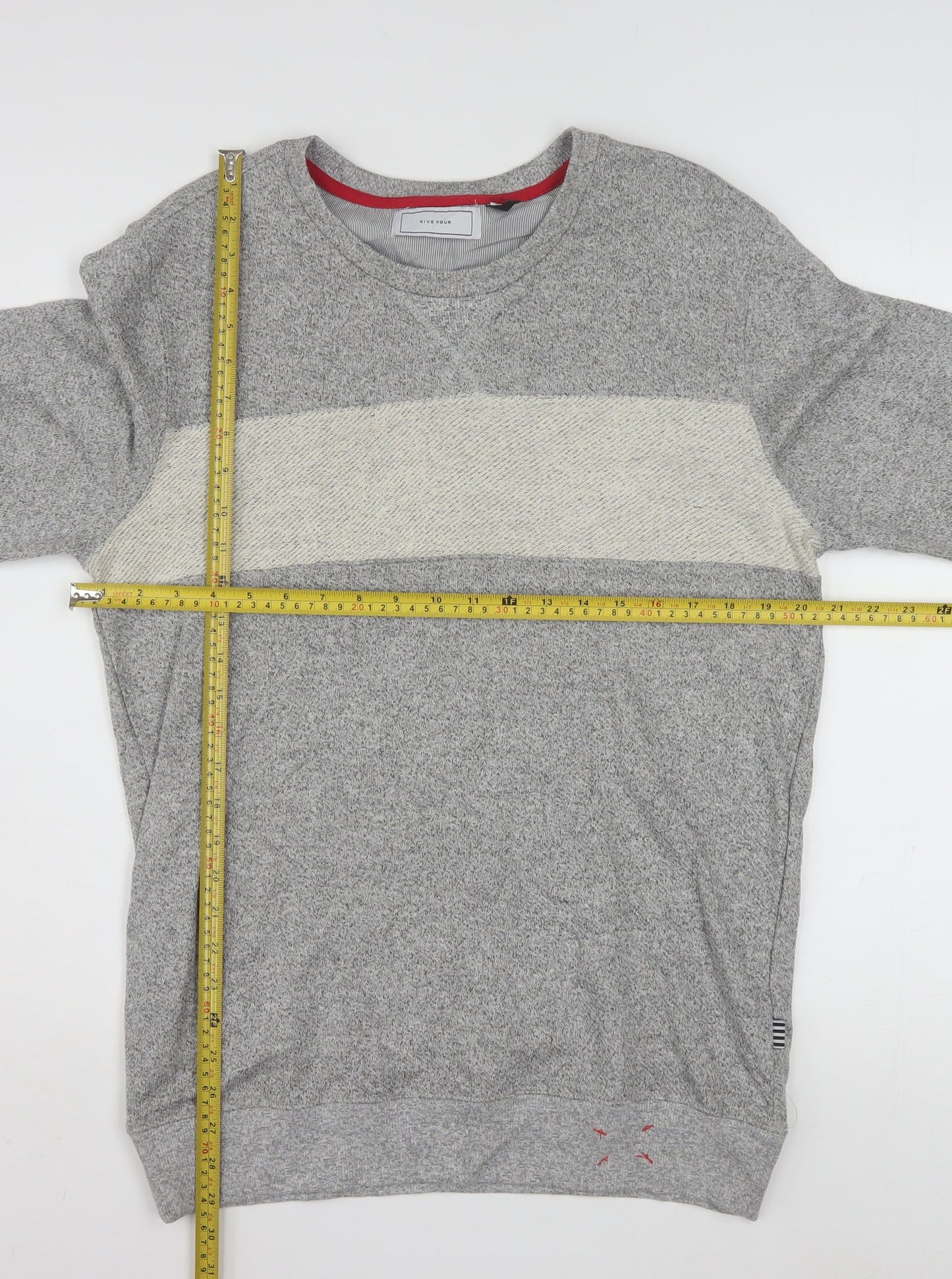 Five Four Men's Grey L Crew Neck Pullover Sweatshirt