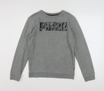Puma Boys Grey Logo Crew Neck Pullover Sweatshirt 13-14 Years