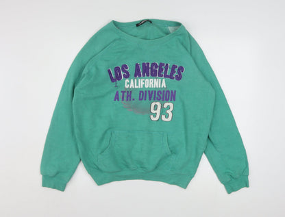 Girl Express Women's Green Los Angeles Graphic Pullover Sweatshirt Size 10