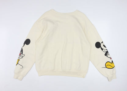 Disney Girls Beige Mickey and Minnie Sweatshirt L 11-13 Years Pullover