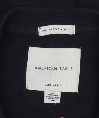 American Eagle Womens Black Long Sleeve Pullover Sweatshirt XXS