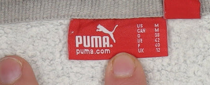 Puma Womens Grey Hoodie UK 12 Pullover Cotton Blend Logo Sweatshirt