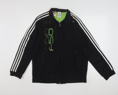 Adidas Boys Black 13-14 Years Track Jacket Full Zip Lined Sportswear