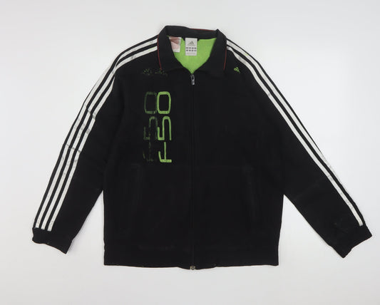 Adidas Boys Black 13-14 Years Track Jacket Full Zip Lined Sportswear