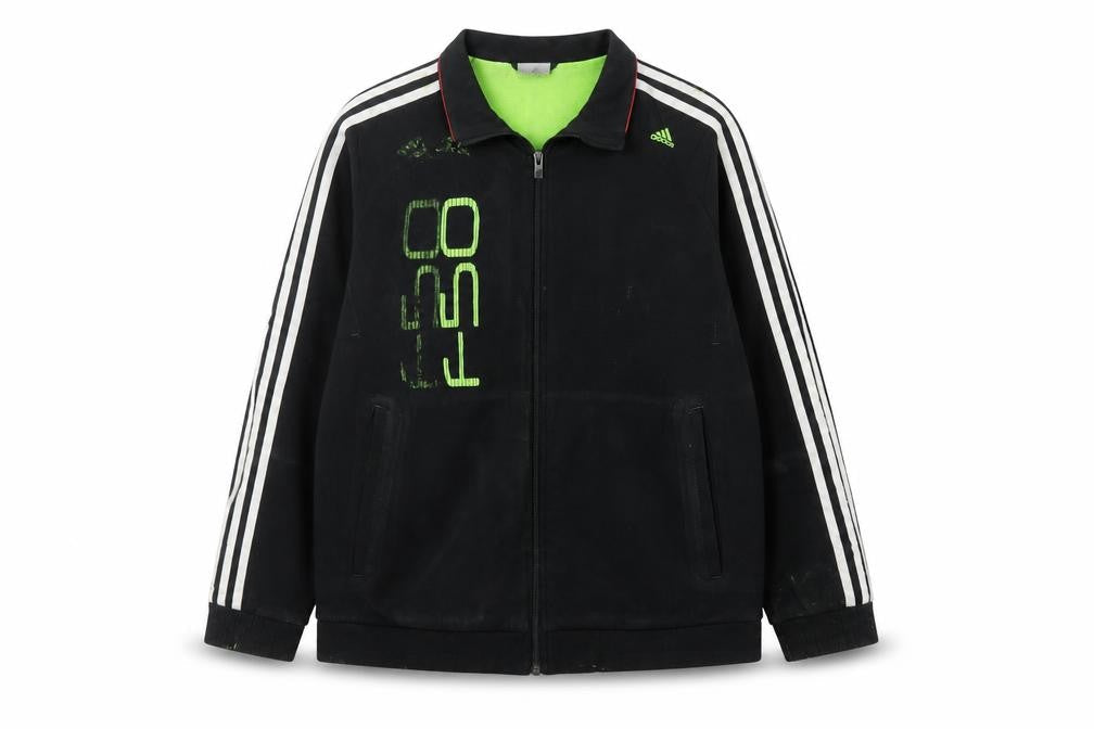 Front view of Adidas boys’ black 13-14 years track jacket full zip lined sportswear