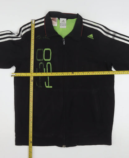 Adidas Boys Black 13-14 Years Track Jacket Full Zip Lined Sportswear
