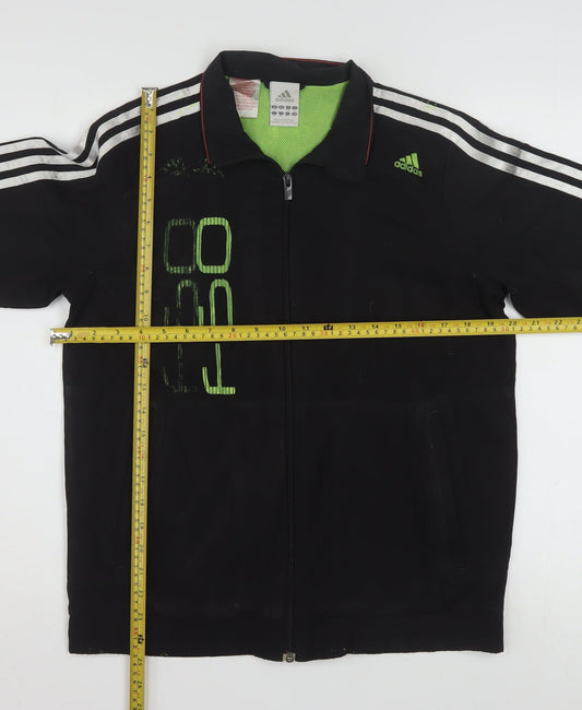 Adidas Boys Black 13-14 Years Track Jacket Full Zip Lined Sportswear