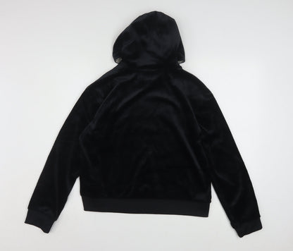 adidas Girls Black Velvet Hooded Pullover Sweatshirt 14-15 Years XL