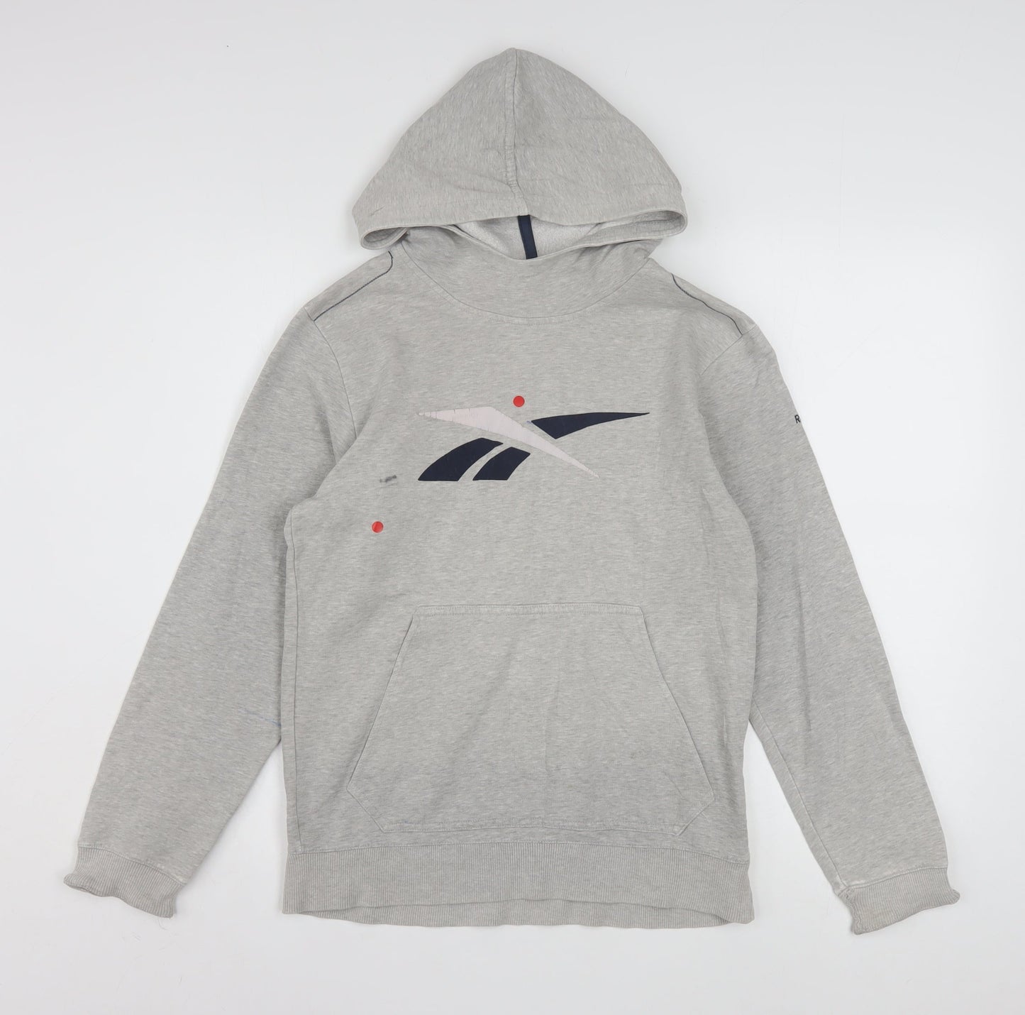 Reebok Girls Grey Hoodie 11-12 Years Pullover Graphic Logo Sweatshirt
