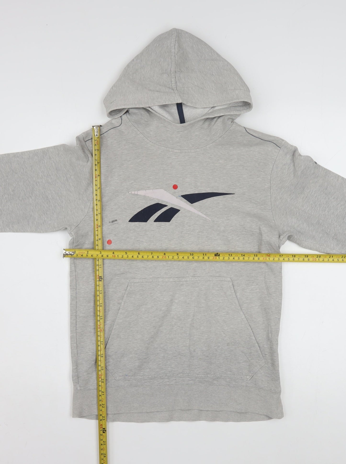 Reebok Girls Grey Hoodie 11-12 Years Pullover Graphic Logo Sweatshirt
