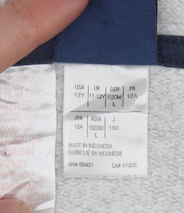 Reebok Girls Grey Hoodie 11-12 Years Pullover Graphic Logo Sweatshirt