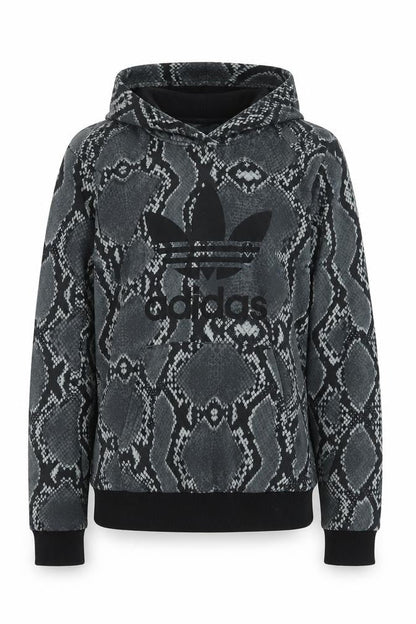 Adidas Womens Black Snake Print Pullover Hoodie Size 14 UK