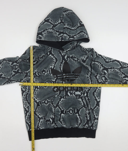 Adidas Womens Black Snake Print Pullover Hoodie Size 14 UK